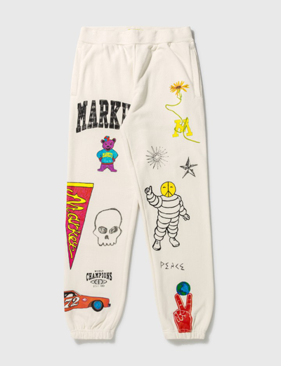 Shop Market Varsity Hand Drawn Sweatpants In Beige