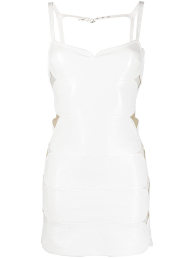 Shop Courrèges Vinyl Cut-out Mini Dress In White