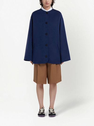 Shop Marni Button-up Coat In Blue