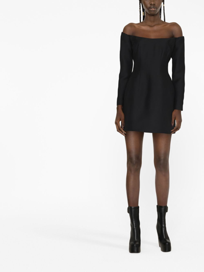 Valentino Black Scoop Neck Minidress In 0no Nero