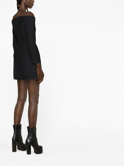 Valentino Black Scoop Neck Minidress In 0no Nero