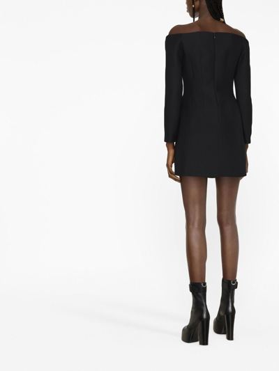 Valentino Black Scoop Neck Minidress In 0no Nero