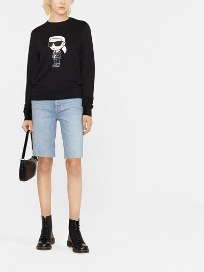 Shop Karl Lagerfeld Ikonik Organic-cotton Sweatshirt In Black