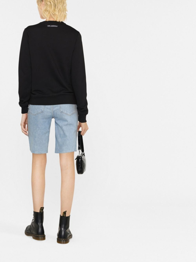 Shop Karl Lagerfeld Ikonik Organic-cotton Sweatshirt In Black