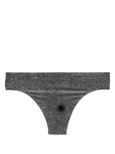 Karl Lagerfeld Ikonik 2.0 Lurex Bikini-bottom In Grey