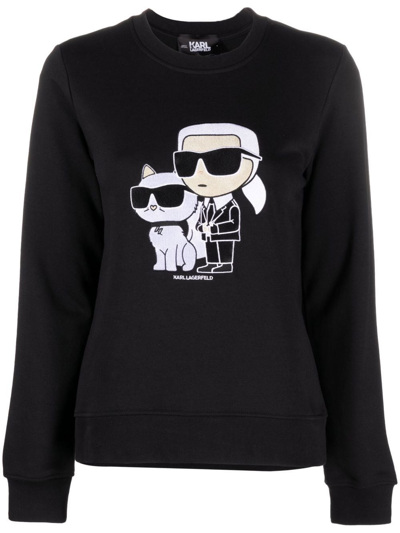 Shop Karl Lagerfeld Ikonik Karl & Choupette Sweatshirt In Black