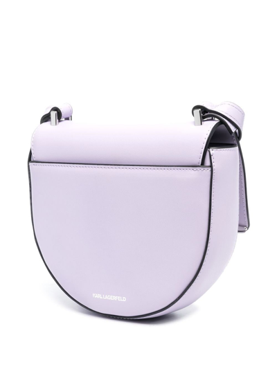 Shop Karl Lagerfeld Small K/signature Saddle Bag In Purple