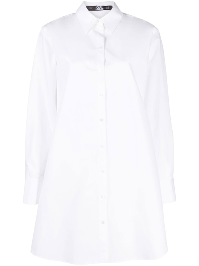 Shop Karl Lagerfeld Ikonik 2.0 Shirt Tunic In White