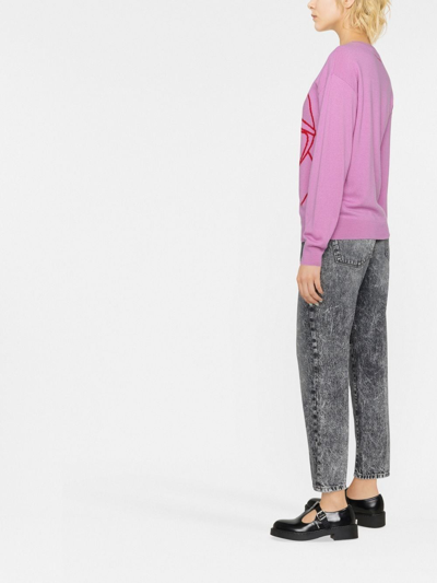Karl Lagerfeld Long Sleeve Crew-neck Sweater In Pink