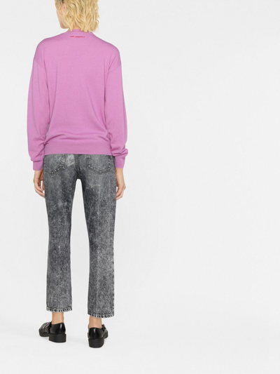 Karl Lagerfeld Long Sleeve Crew-neck Sweater In Pink