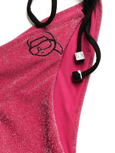 Shop Karl Lagerfeld Ikonik 2.0 Lurex String Bikini Bottoms In Pink