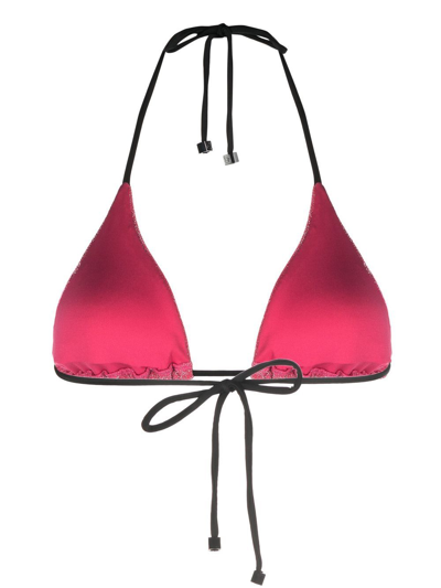 Shop Karl Lagerfeld Ikonik 2.0 Lurex Triangle Bikini Top In Pink