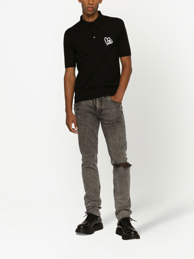 Shop Dolce & Gabbana Distressed-effect Straight-leg Jeans In Grey