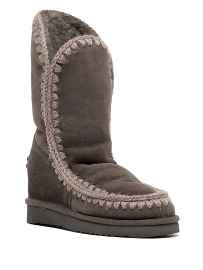 Shop Mou Eskimo Shearling-lined Suede Boots In Grey