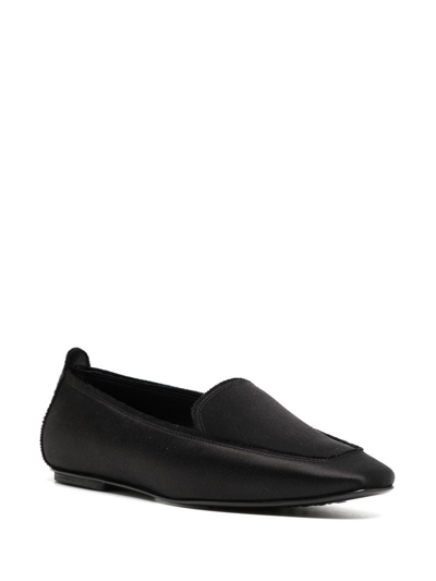 Shop Pedro Garcia Tamer Satin Loafers In Black