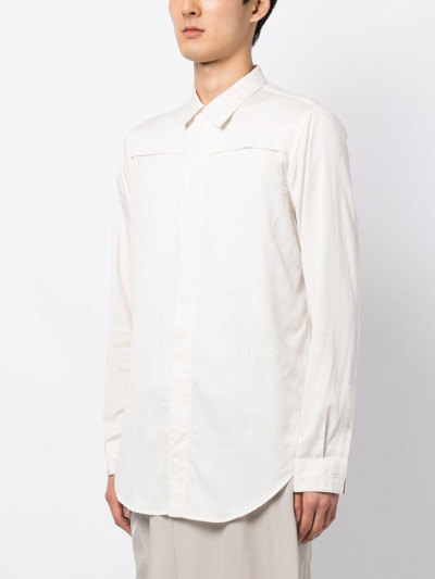 Shop Julius Fold-detail Long-sleeved Shirt In White