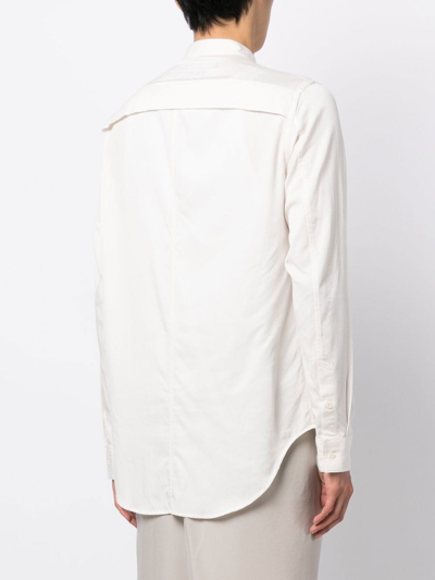 Shop Julius Fold-detail Long-sleeved Shirt In White