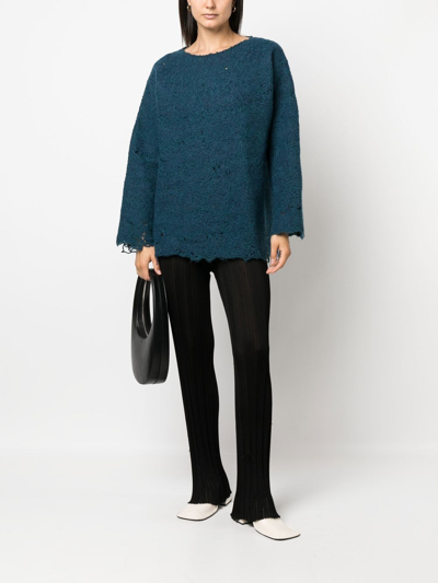 Vitelli Distressed-effect Knit Jumper In Blue