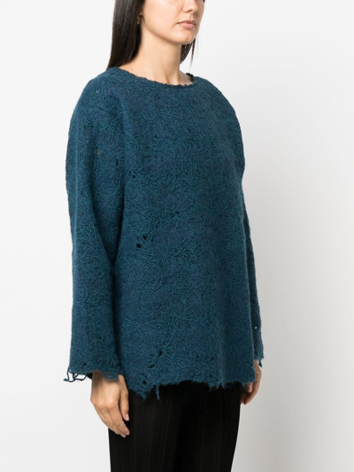 Vitelli Distressed-effect Knit Jumper In Blue
