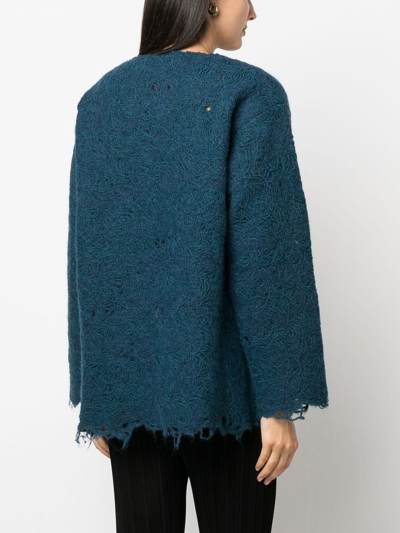 Vitelli Distressed-effect Knit Jumper In Blue