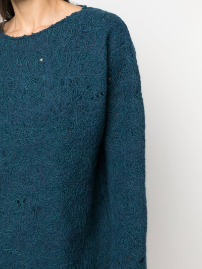 Vitelli Distressed-effect Knit Jumper In Blue