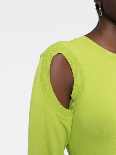 Shop Low Classic Cut-out Fine-knit Jumper In Green