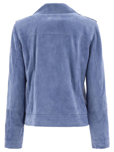 Shop Brunello Cucinelli Suede Jacket In Light Blue