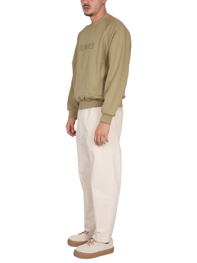 Sunnei Sweatshirt With Logo Embroidery In Beige