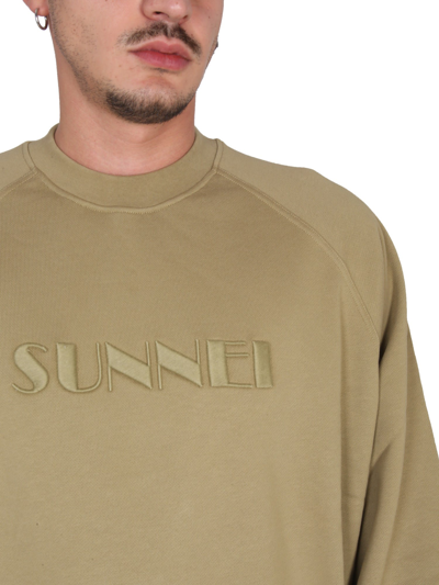 Sunnei Sweatshirt With Logo Embroidery In Beige