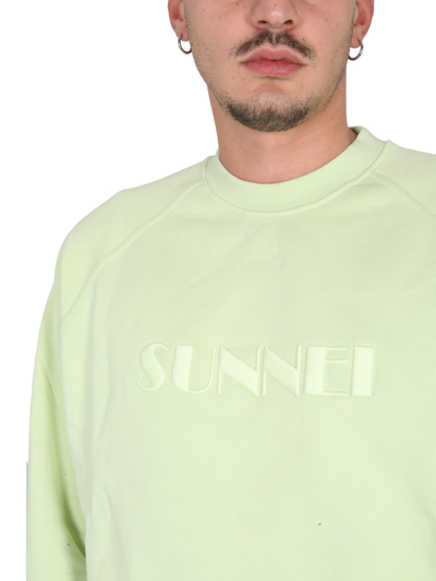 Sunnei Green Embroidered Sweatshirt In Verde