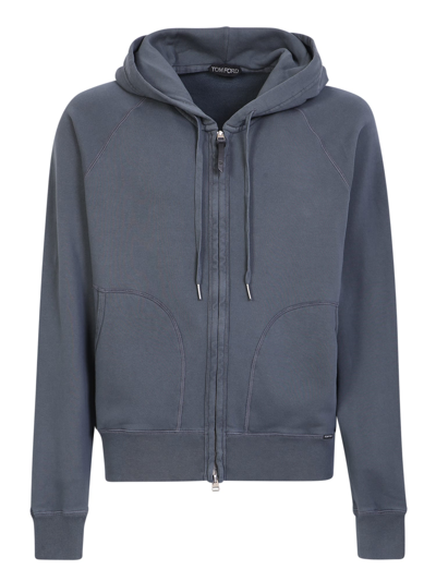 Shop Tom Ford Cotton Hoodie In Blue