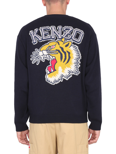 Shop Kenzo Tiger Varsity Jersey In Blu