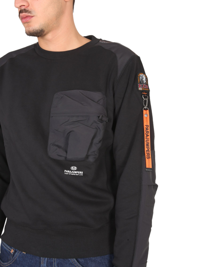 Shop Parajumpers Sweatshirt With Logo Patch In Nero