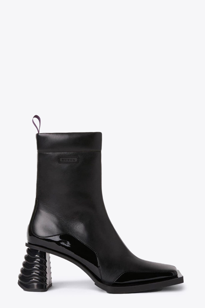 Gaia Black Leather Ankle Boots With Squared Toe - Gaia In Nero