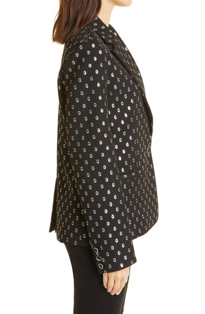 Shop Tanya Taylor Andie Metallic Dot Silk Jacket In Black/ Silver