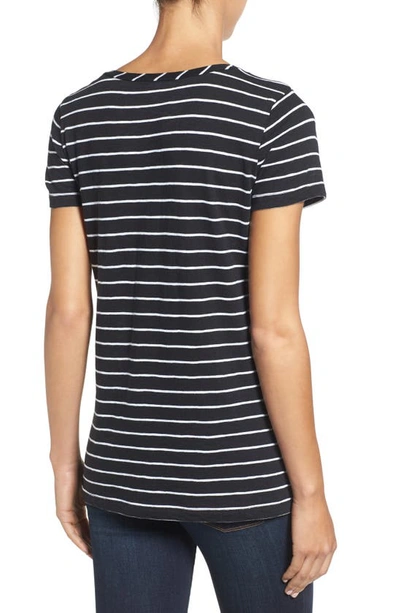 Shop Caslon Rounded V-neck T-shirt In Black- White Julia Stripe