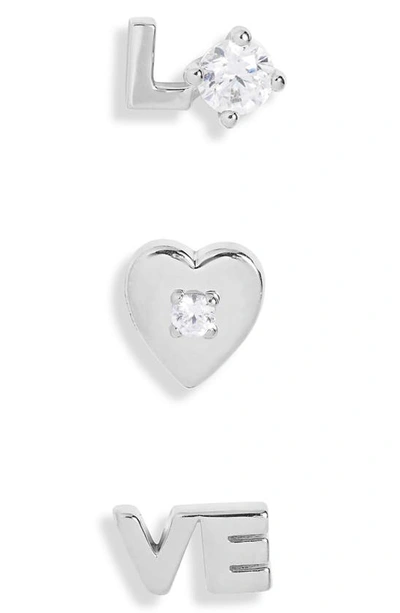 Shop Ajoa Slaybelles Love Set Of 3 Stud Earrings In Silver