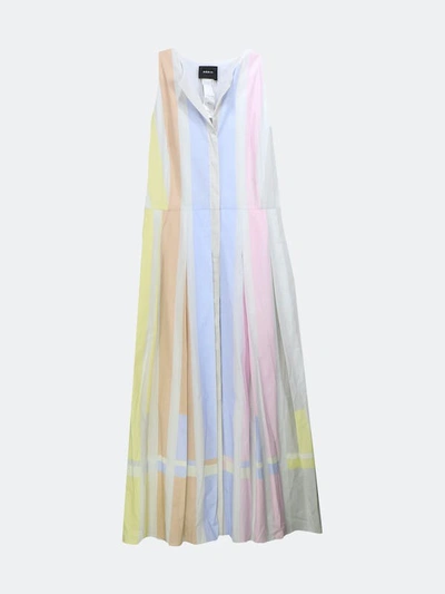 Shop Akris Women's Multicolored Pastel Cotton Striped Sleeveless Dress In Grey