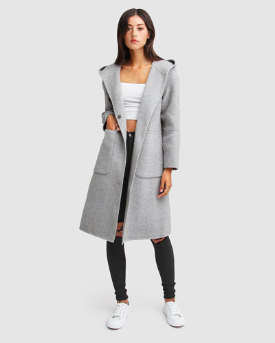 Shop Belle & Bloom Walk This Way Wool Blend Oversized Coat In Grey