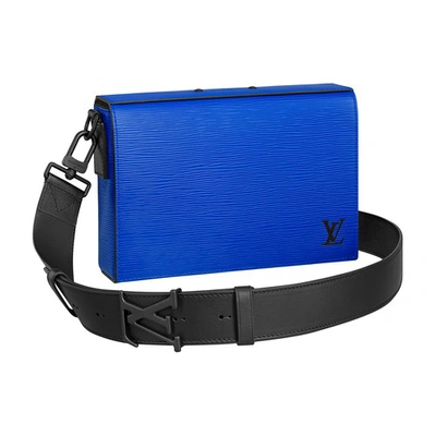 Shop Louis Vuitton Box Messenger In Bleu