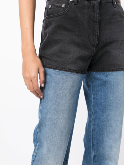 Shop Peter Do Women Combo Jeans In Light Blue/black