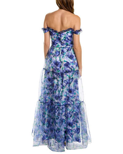 Shop Theia Dionne Organza Gown In Blue