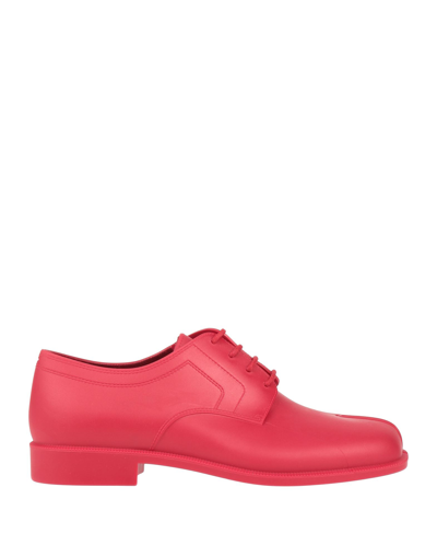 Shop Maison Margiela Woman Lace-up Shoes Red Size 8 Rubber