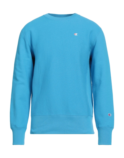 Shop Champion Man Sweatshirt Azure Size Xxl Cotton In Blue