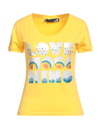Shop Love Moschino Woman T-shirt Yellow Size 4 Cotton, Elastane