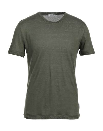 Shop Paolo Pecora Man T-shirt Military Green Size M Linen