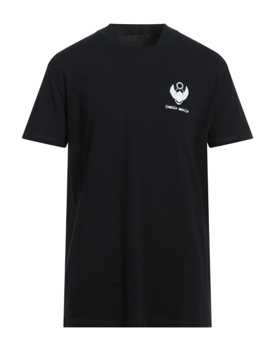 Shop Frankie Morello Man T-shirt Black Size L Cotton, Elastic Fibres