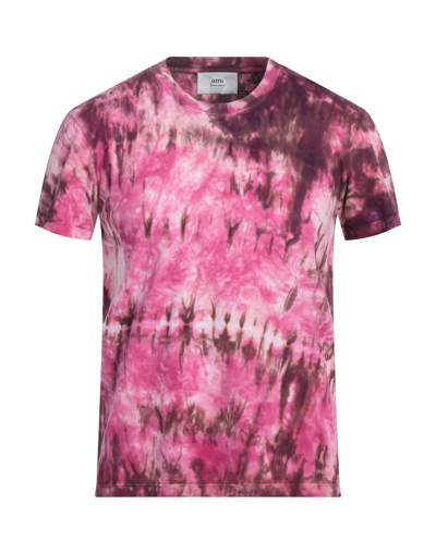 Shop Ami Alexandre Mattiussi Man T-shirt Fuchsia Size S Cotton, Elastane In Pink