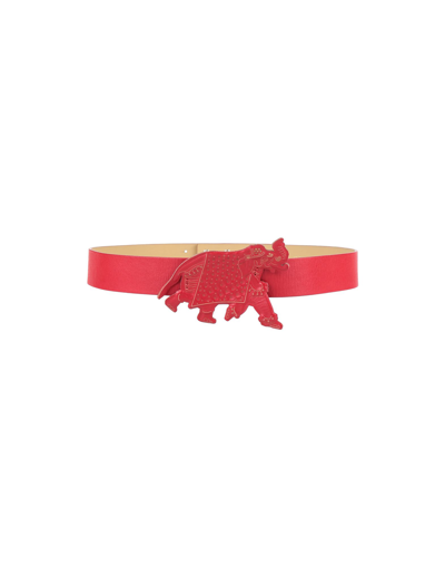 Shop Emporio Armani Woman Belt Red Size 38 Calfskin