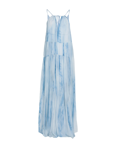 Dondup Woman Maxi Dress Sky Blue Size 10 Viscose In Blue